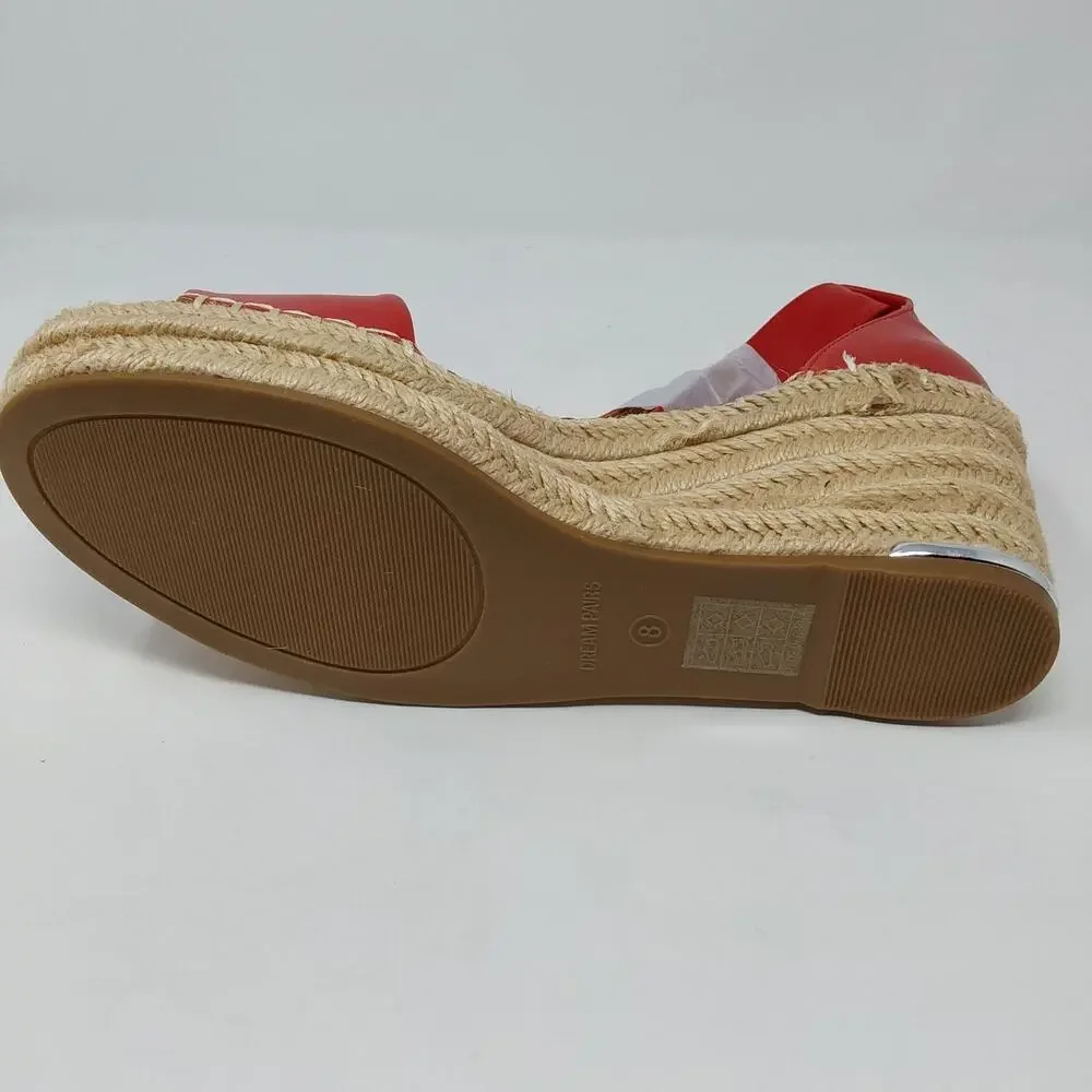Dream Pairs Red Espadrille Wedge Sandals Ankle Strap Women's US 8 New